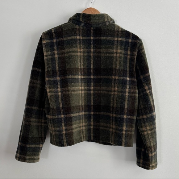 Vintage Fleece Plaid Zip Up Cropped Coat - Picture 6 of 10